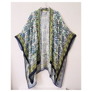 Rachel Zoe Boho Oversize Viscose Long Open Kimono Swim Cover Up One Size Resort